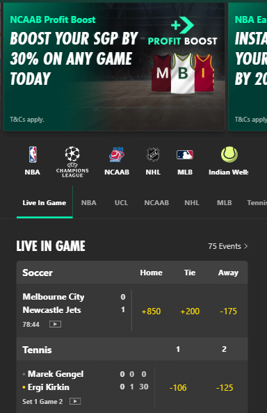 bet365 illinois sportsbook home page on mobile