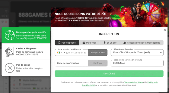 Code promo 888starz : LUCKYMAX