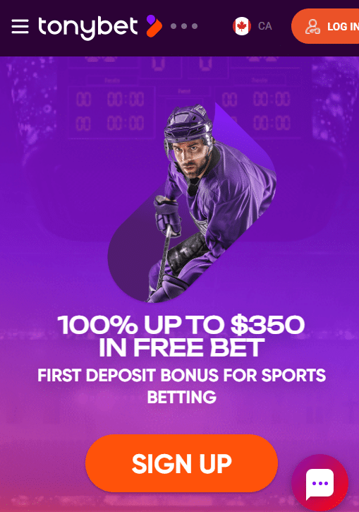 TonyBet Canada Sports bonus, $350 in free bets 