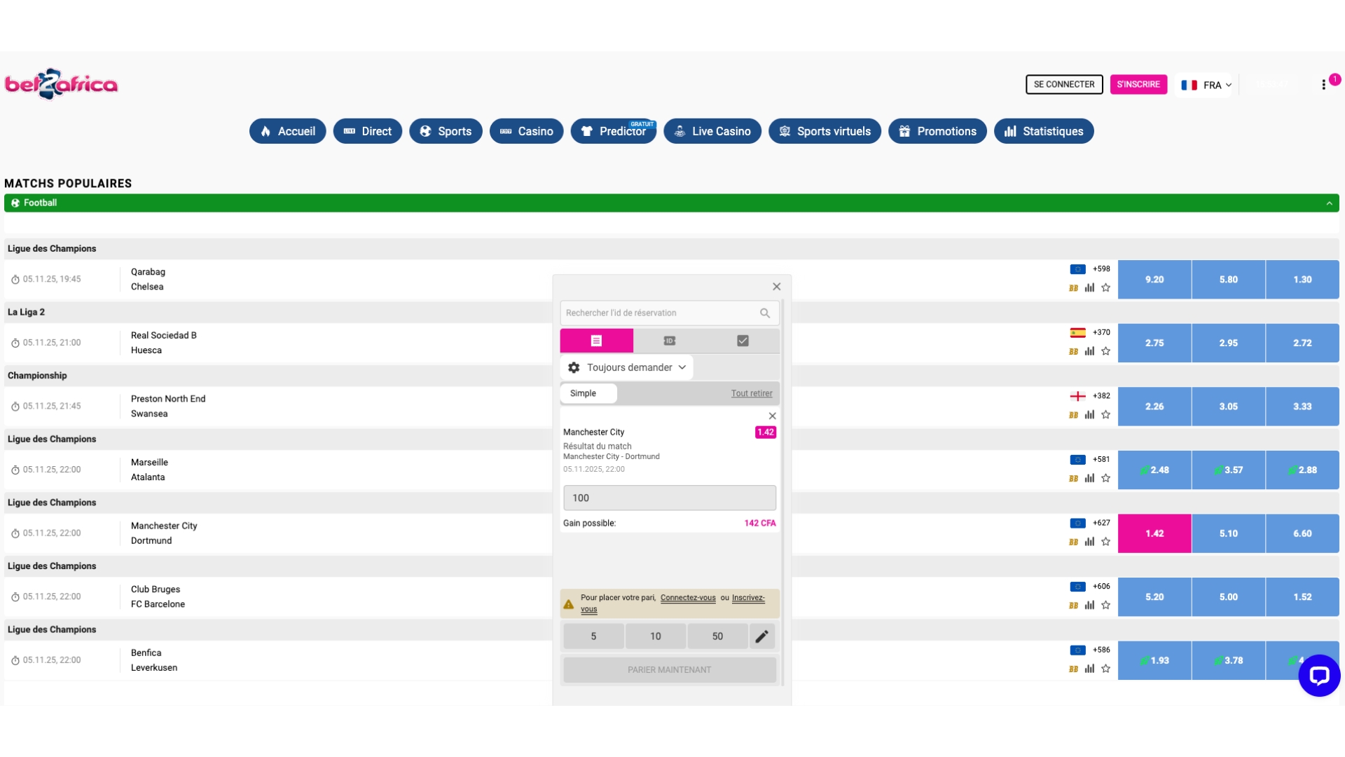 Faites un pari depuis l'APK Bet2africa 