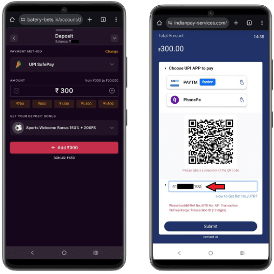 Baterybet deposit process 