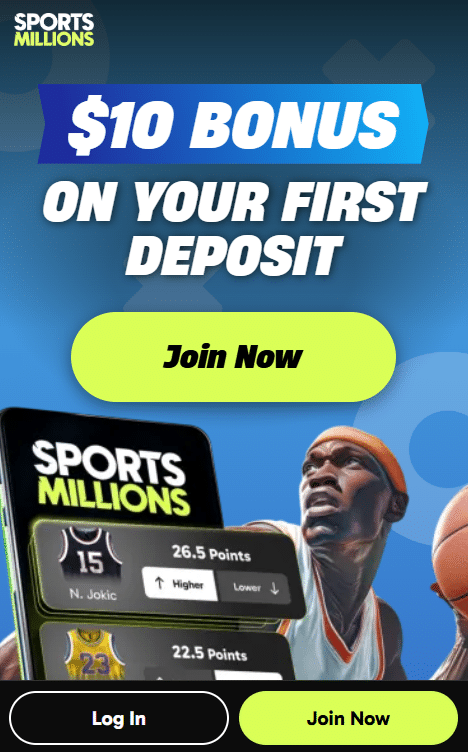 sports millions sign up bonus of 10 on first deposit