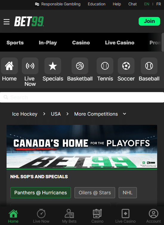 stankey cup nhl hockey betting on bet99 canada