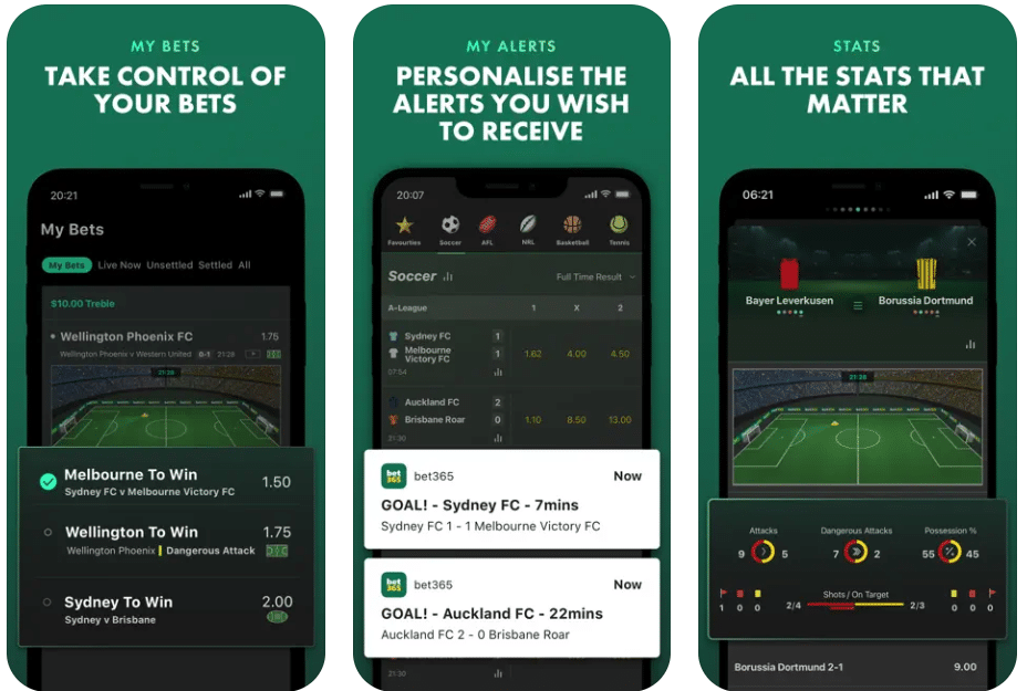 screenshot displaying the bet365 iOS app for AUstralians