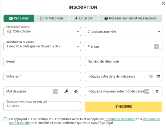 Inscription Betwinner FW