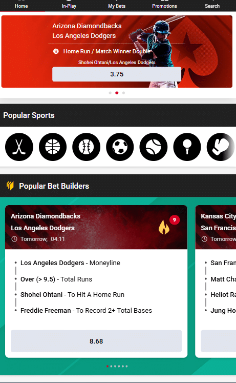 pokerstars sports betting options