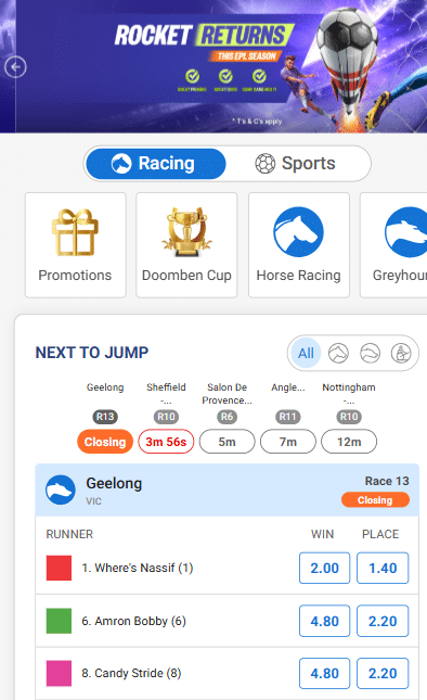 bet in australia on horse racing with palmerbet
