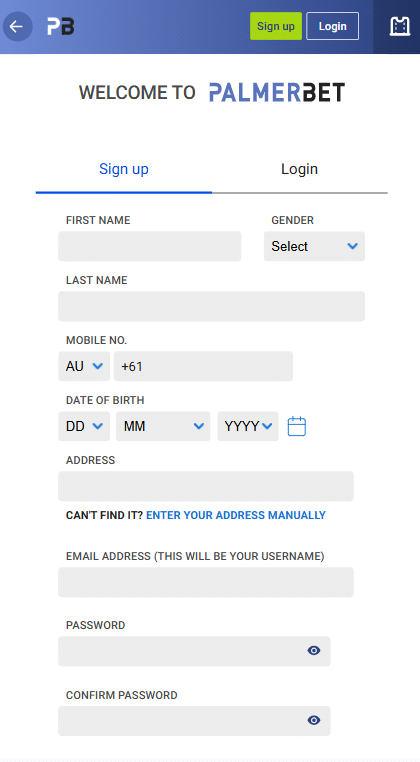 how to sign up with the palmerbet bonus code