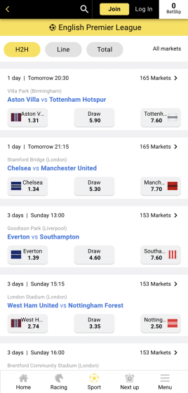 Elitebet soccer sports betting markets