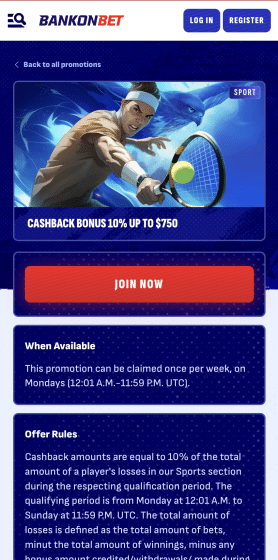 Bankonbet existing customer promotions
