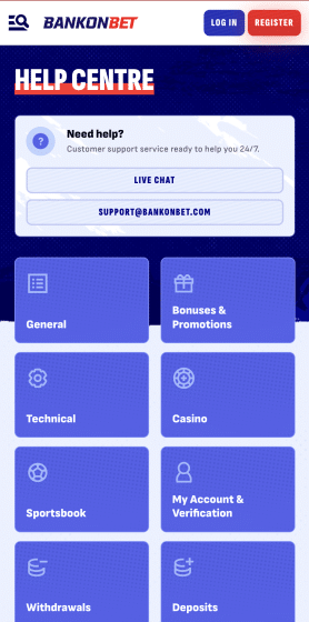 Bankonbet customer support
