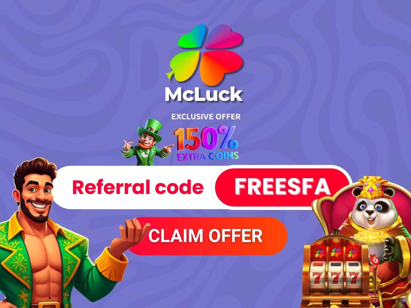 McLuck Referral Code FREESFA: 57,500 GC + 30 SC in April 2026