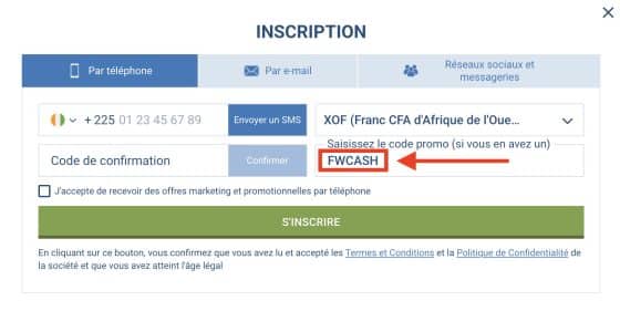 Ouvrez un compte 1xBet