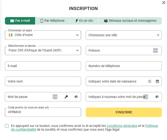 Inscription Betwinner