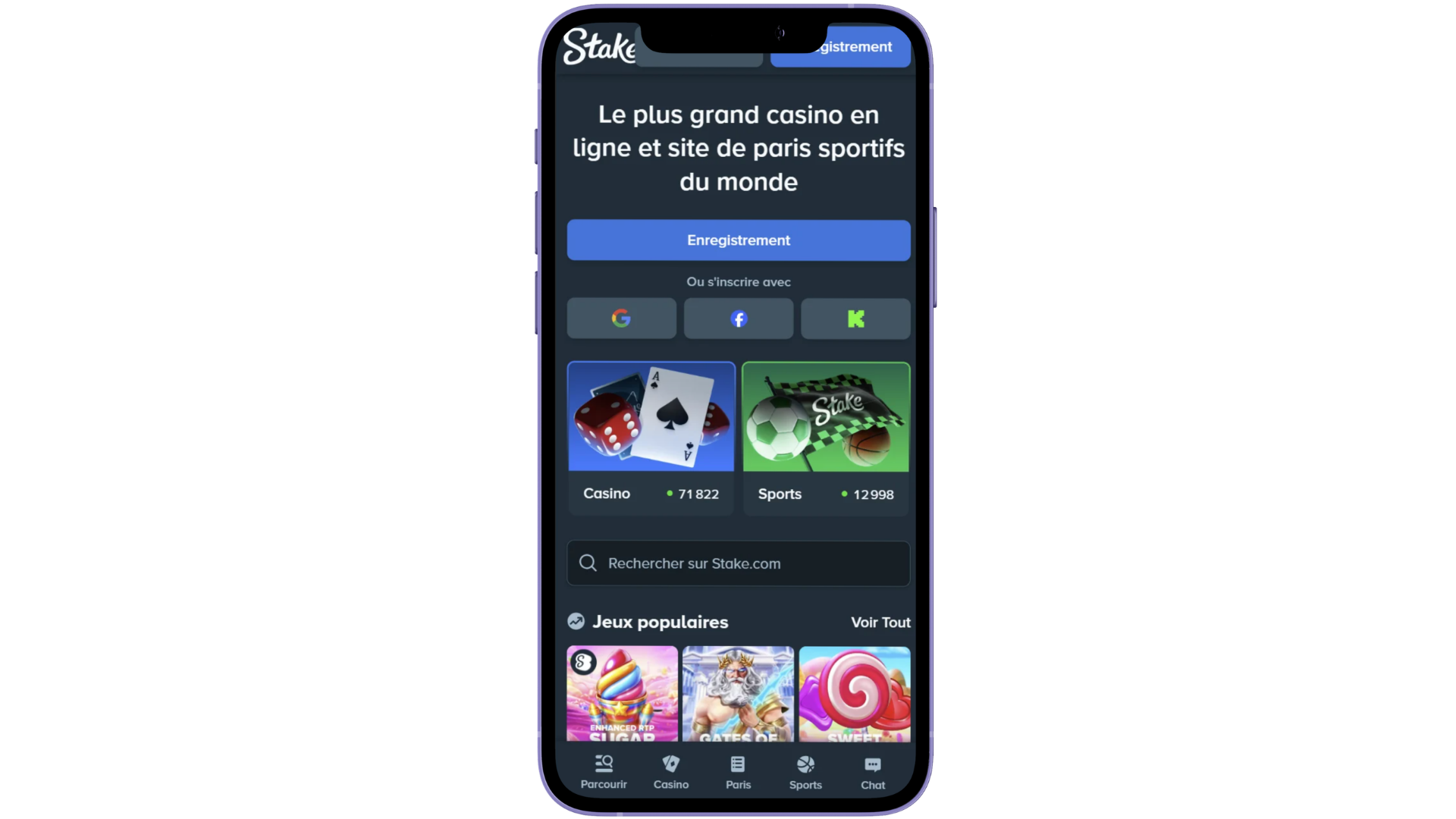 l'application stake sur mobile