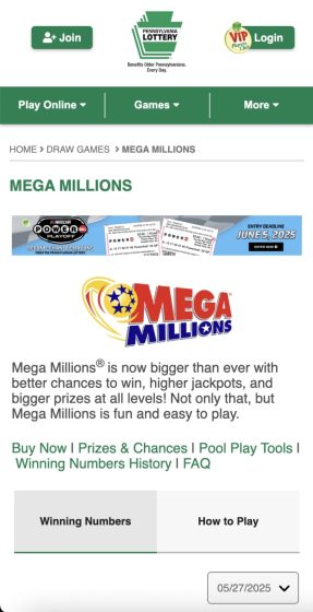 PA Lottery featured draw games: Mega millions and Powerball