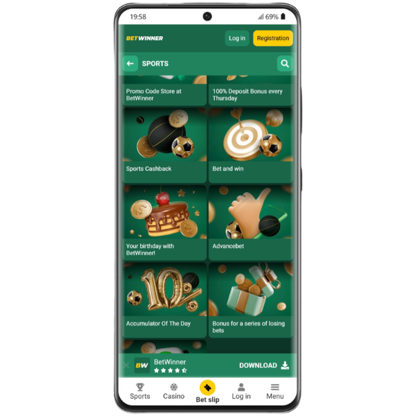 An image showing the different Betwinner promotional offers for Indian users