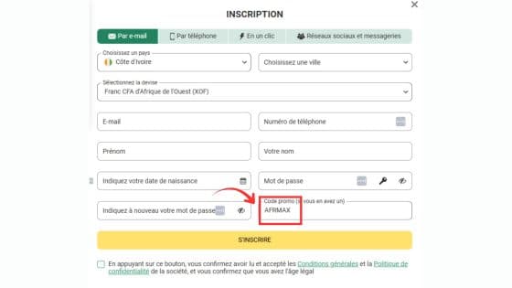 Inscription Betwinner