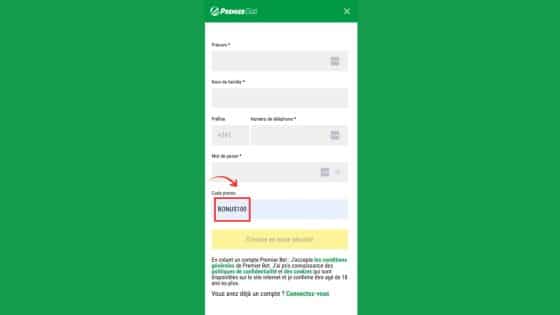Inscription Premier bet