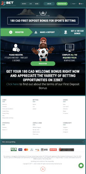 22bet promo code canada