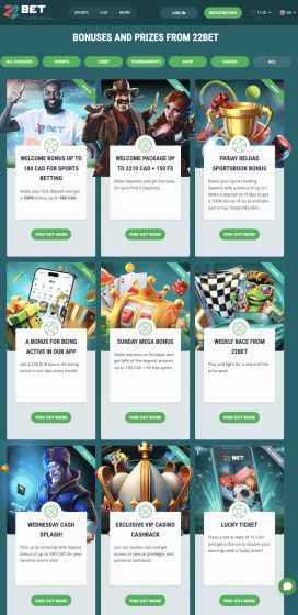 22bet existing customer promotions canada