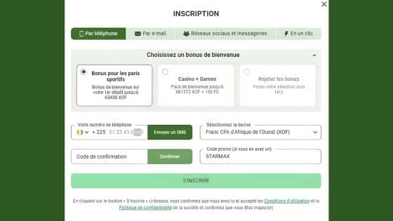 Inscription Linebet