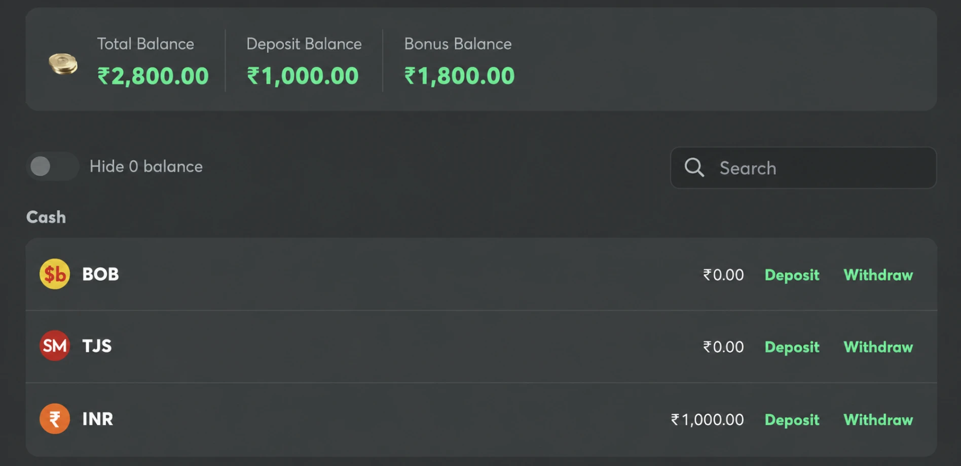 An image showing the BC Game Bonus and Deposit Balance