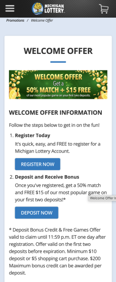 Michigan lottery welcome offer