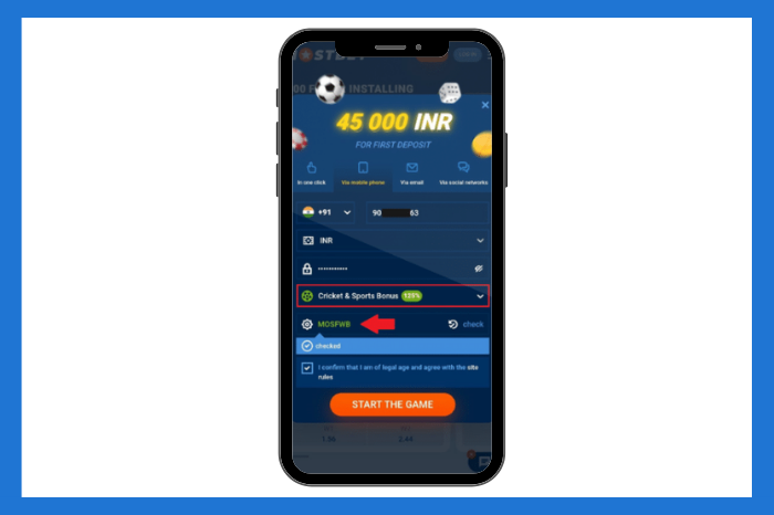 Registration on Mostbet using promo code MOSFWB