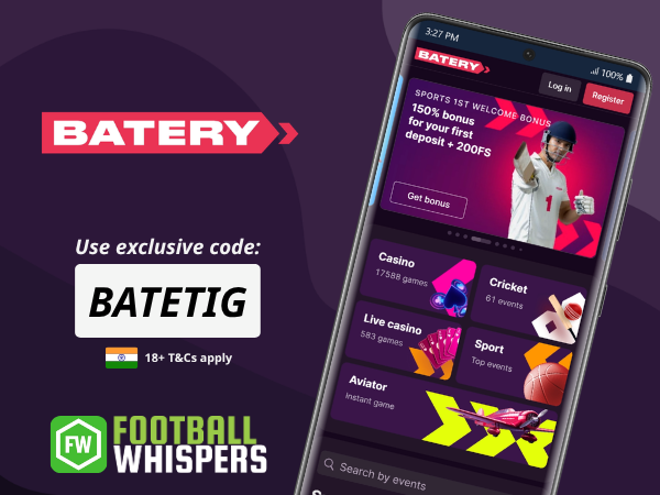 Baterybet Promo Code India : BATETIG | Get 500% up to ₹1,50,000 Bonus and 430 FS (Sep 2026)
