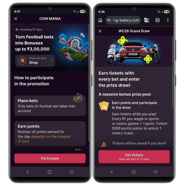 A screenshot showing BateryBet's promotion for World Cup 2026
