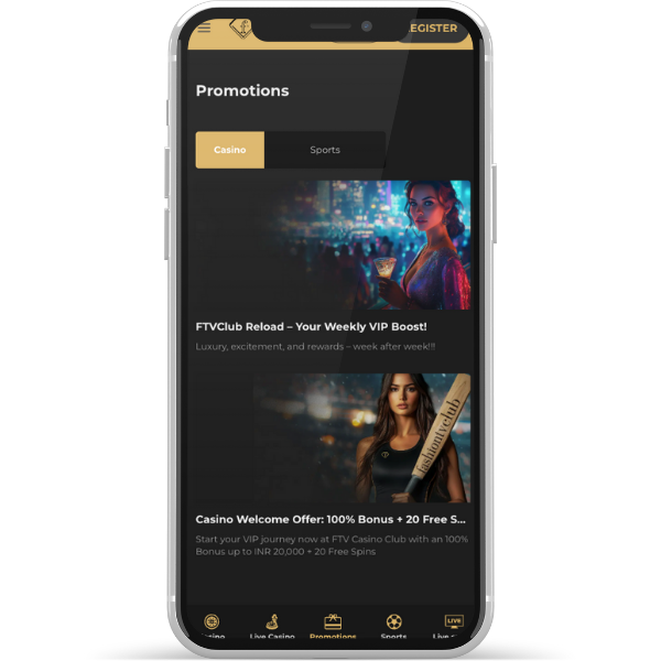 FTV Club offers two welcome bonuses. One for casino and one for sports