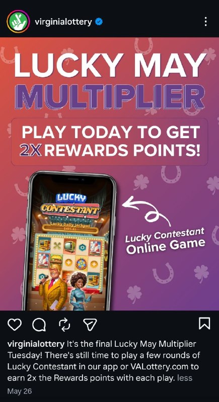 virginia lottery instagram page, limited-time offers for existing users