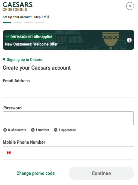 Caesars-sign-up-process