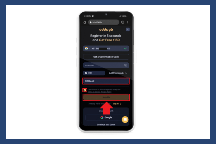 Odds96 Promo Code is OD6MAX