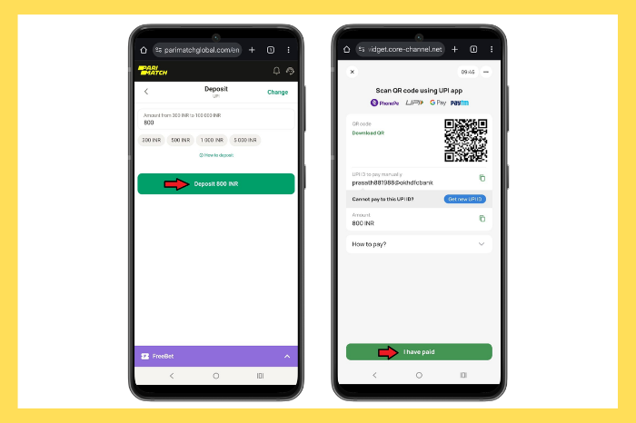 Steps to meet Parimatch promo code minimum deposit