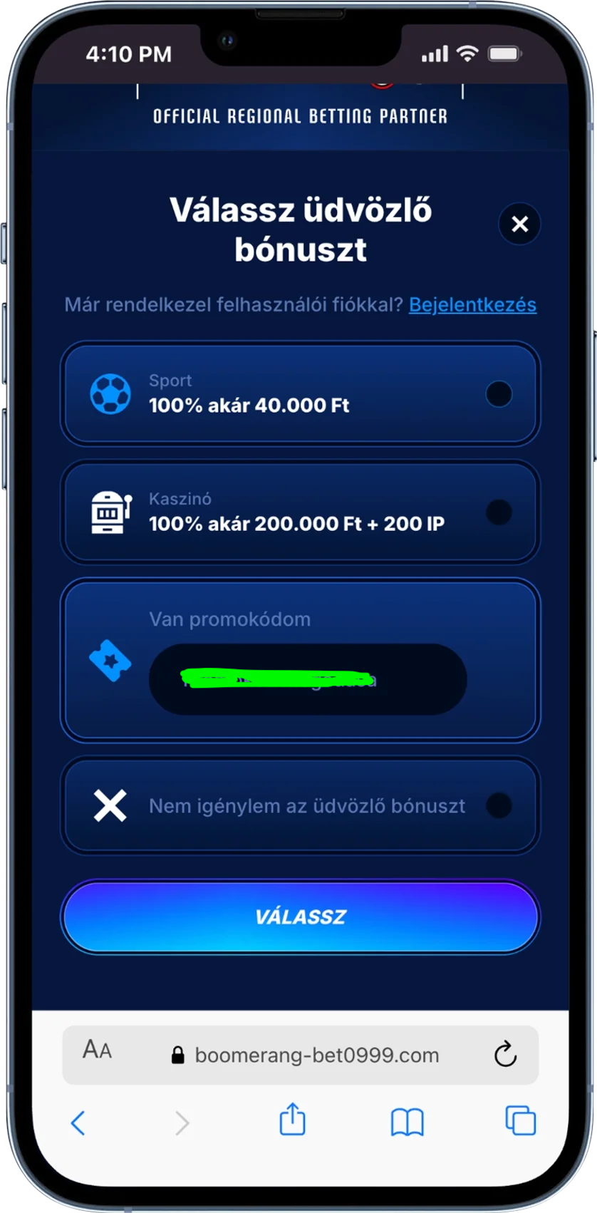 boomerang bet regisztráció
