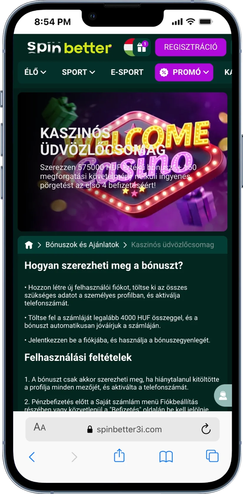 Kaszinó Üdvözlő Bónusz Spinbetter