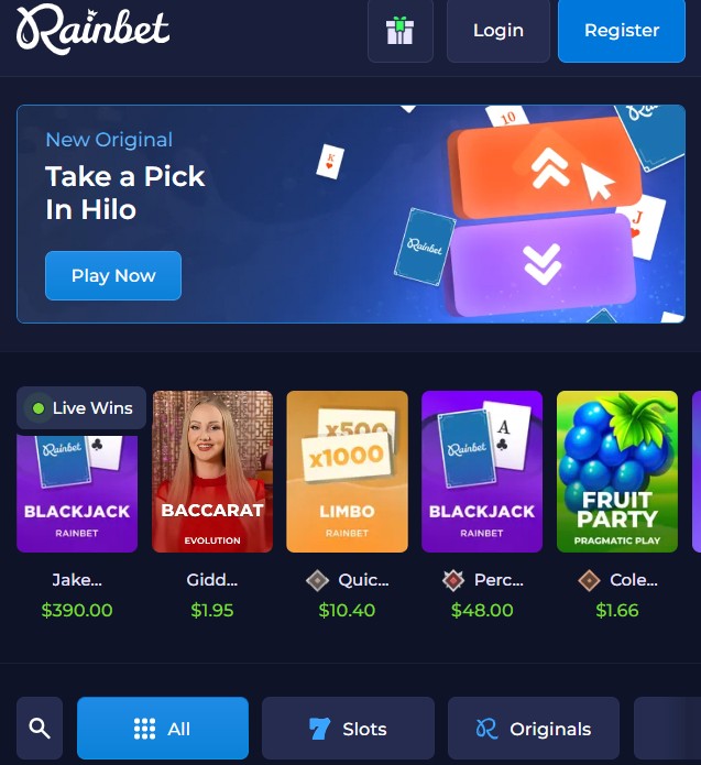 Rainbet casino games