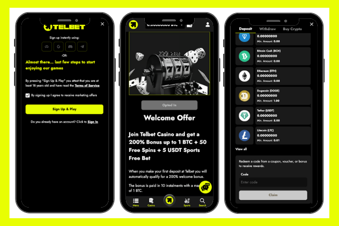 Telbet bonus code activation steps