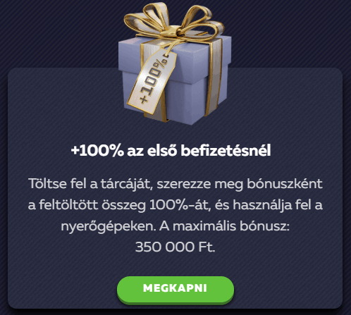 Első befizet&eacute;si b&oacute;nusz 100% ak&aacute;r 350 000 Ft-ig Vavada