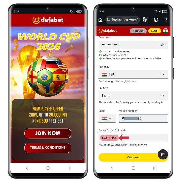 An image showing Dafabet registration bonus code and Dafabet landing page