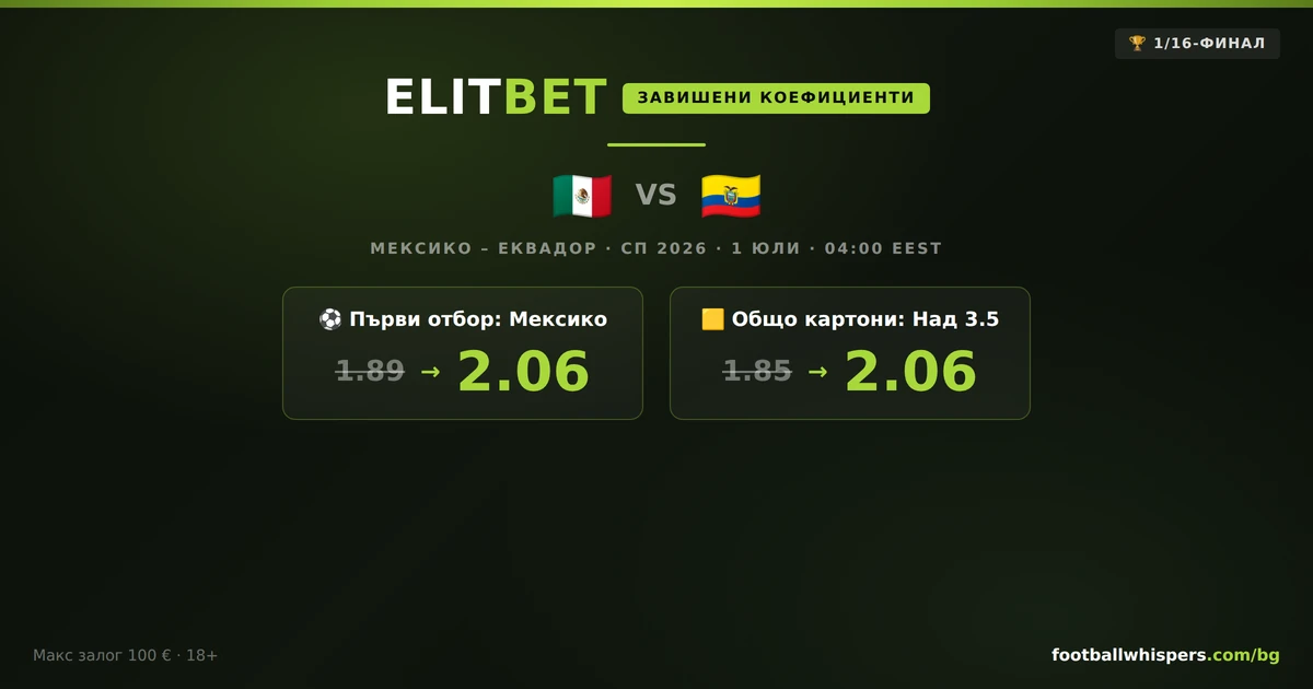 Elitbet Завишени Коефициенти за Мексико - Еквадор СП26
