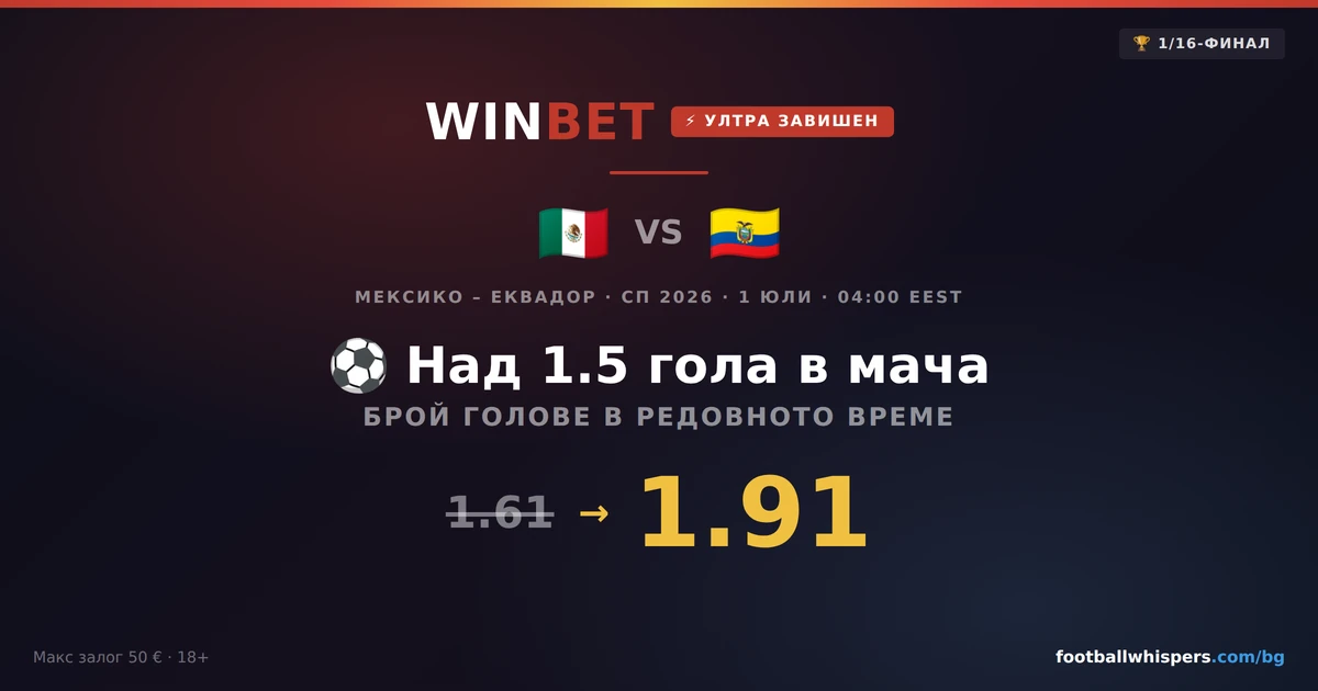 Winbet Ултра Завишен Коефициент за Мексико - Еквадор СП26