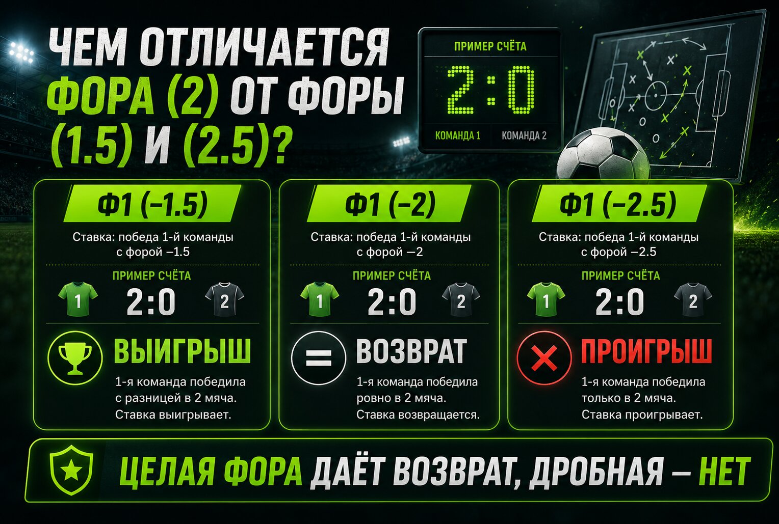 Отличия макркетов на фору Инфографика показывающая отличия Форы (2) от (1.5) и (2.5)