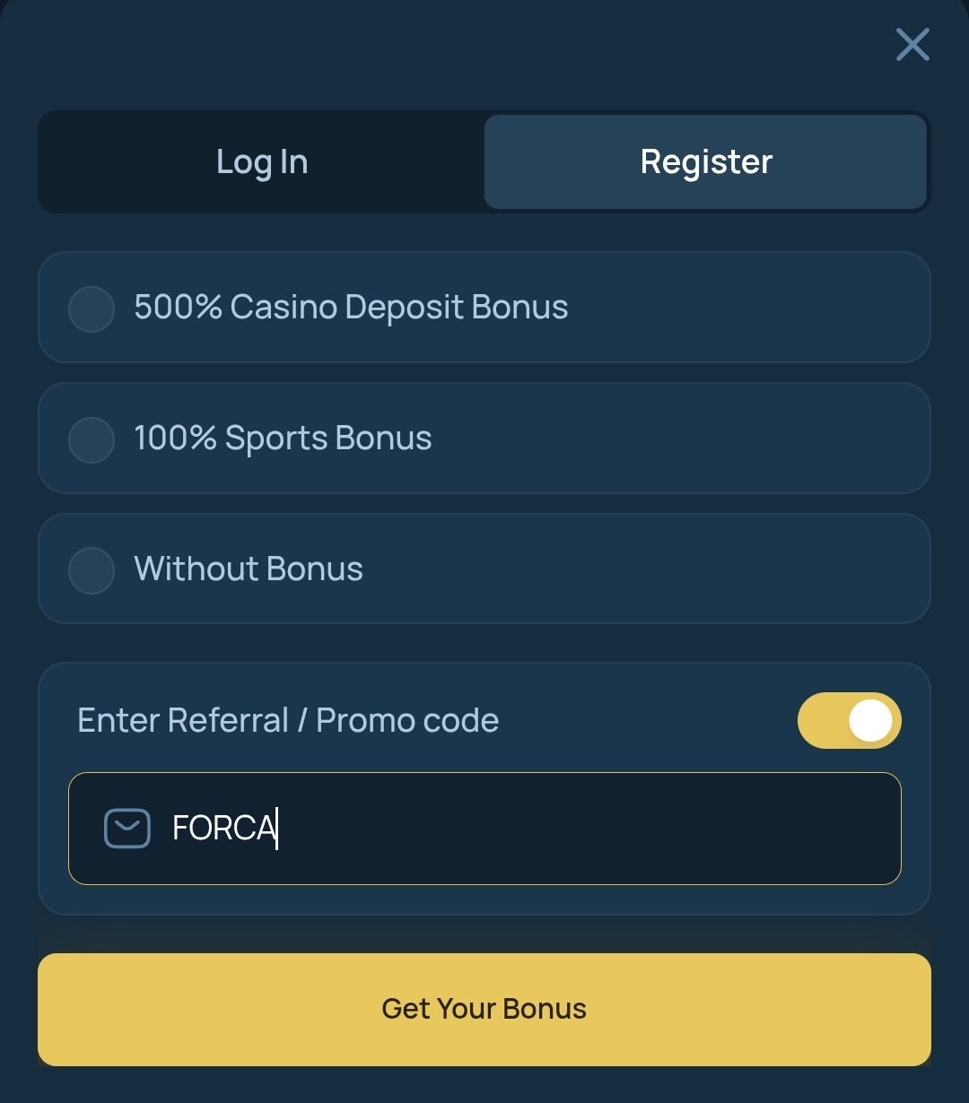 Fortune Jack Sign Up Page