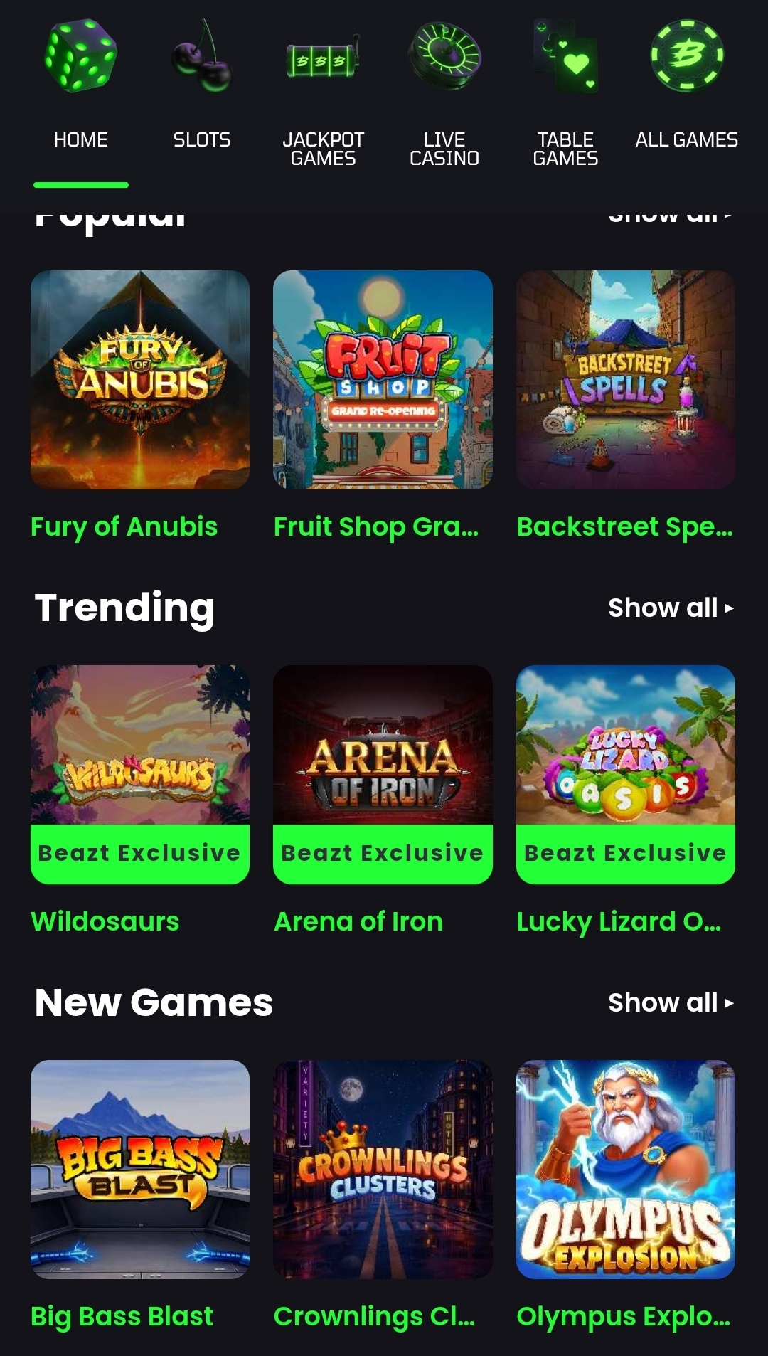 Beazt Casino Games