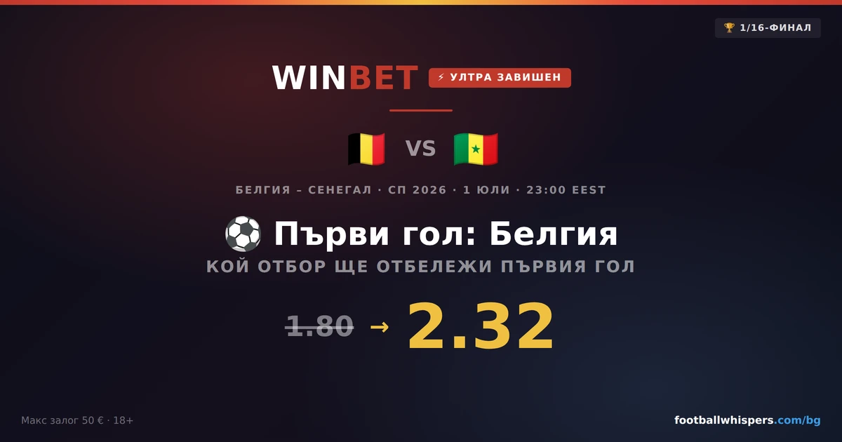 Winbet бонус за Белгия - Сенегал: ултра завишен коефициент СП26