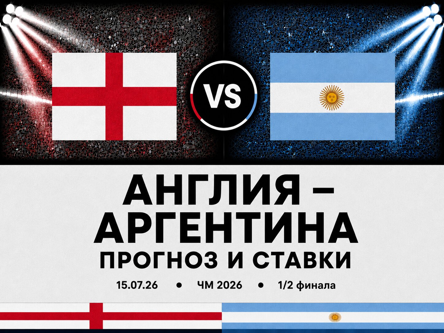 🏴󠁧󠁢󠁥󠁮󠁧󠁿 Англия &mdash; 🇦🇷 Аргентина: прогноз и ставки на матч ЧМ 2026 (15.07.2026)