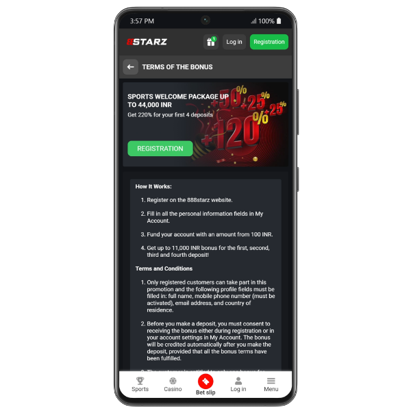 An image showing the latest 888Starz welcome offer